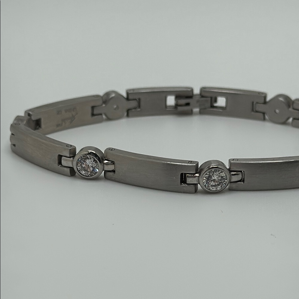 Modern Stainless Bracelet with CZ Accents